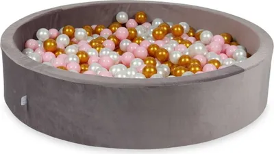 Immagine prodotto di Vasca da bagno con palline 130x30 in velluto viola - Con 600 palline / Rosa baby, perla, oro