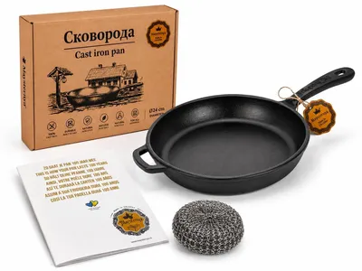 Produktbild von MAYSTERNYA Bratpfanne Gusseisen – ø 24 x 4 cm – Pfannenset – Backen – Grillen – Induktion – Robuste Pfanne – Pfanne – -frei – Schwarz
