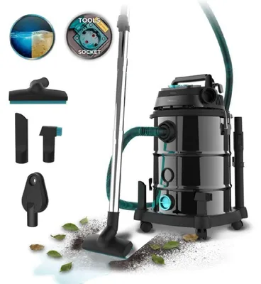 Image de Aspirateur de liquides et de solides en métal, filaire, de 30 litres, Conga Rockstar Wet & Dry Steel Pro, avec outil Neo. 1600W