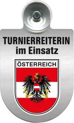 Produktbild von Einsatzschild mit Saugnapf - Turnierreiterin im Einsatz - 309478 incl. Regionenwappen nach Wahl Color - Region Österreich
