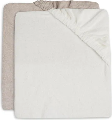 Image de Jollein Housse pour matelas à langer (pack de 2) 50x70cm tissu éponge - ivoire/nougat | Housse pour matelas à langer
