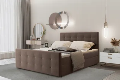 Zdjęcie produktu dla Łóżko kontynentalne AMOR z materacem 140x200 tkanina Soro brązowy