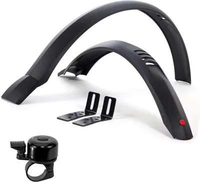 Productafbeelding van Fiets spatbord set - Voor en achter - Fietsen beschermen - Inclusief fietsbel - 20 inch - Zwart