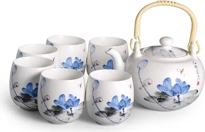 Produktbild von Fine Asianliving Teeservice Orientalische Chinesische Japanische Handgemachte Porzellan Teekanne Teetassen Dekorativer Raum 246-501