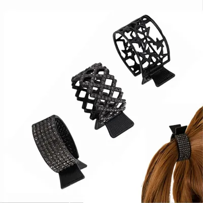 Produktbild von 3 Stück Haarspangen Damen Haarklammer Metall, Strass Haarspangen Halter Hoher Pferdeschwanz Rutschfest Modische für Dickes Dünn Haar