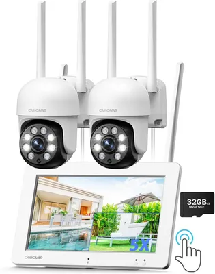 Produktbild von Überwachungskamera für den Außenbereich mit 3 Megapixel, inklusive Monitor, kabellose Überwachungskamera mit 7-Zoll-Touchscreen-NVR-Monitor, 2K-Überwachungskamera mit Monitor und 32 GB MicroSD-Karte