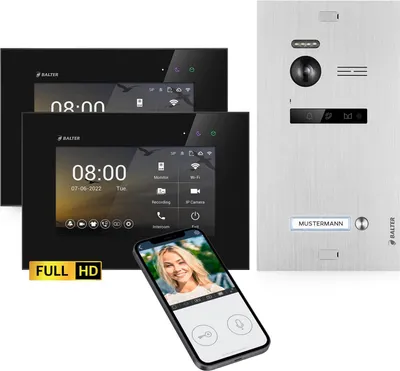 Produktbild von HD Video Türsprechanlage mit Smartphone App für 1 Familienhaus, 2x Monitor, Balter EVO HD WLANSIlber/Schwarz