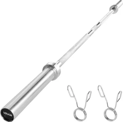 Image de Barre d'haltères de 1,83 m, compatible avec des disques de 5 cm, chromée avec poignées moletées pour la musculation, l'haltérophilie, les squats, les soulevés de terre, les développés couchés, les flexions, les développés au-dessus de la tête, capacité de 227 kg.