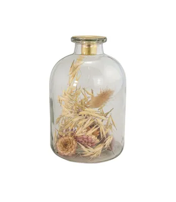 Produktbild von Riffelmacher Kerzenhalter aus Glas mit Trockenblumen 11 x 11 x 17 cm