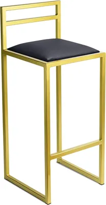 Image de Tabouret de bar 84 cm noir avec dossier - Tabouret de bar loft en métal tapissé - Or - Eko