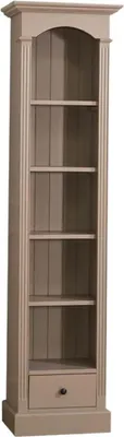 Produktbild von Casa Padrino Landhausstil Regalschrank Beige 50 x 33 x H. 190 cm - Massivholz Schrank mit 4 Regalen und Schublade - Landhausstil Möbel