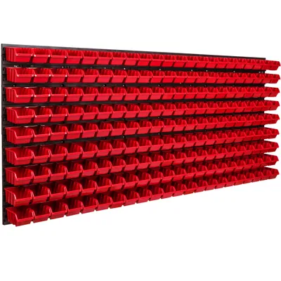 Image de Panneau d'outils mural 173,4 x 78 cm avec 198 pcs. Boîtes suspendues Boîtes rouges Système de stockage