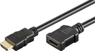 Obrázok produktu pre Goobay 31939 Vysokorýchlostný predlžovací kábel HDMI™ s Ethernetom, pozlátený, 5 m, čierny - zástrčka HDMI™ (typ A) > zásuvka HDMI™ (typ A)