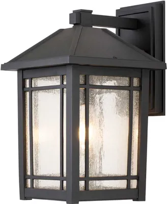 Produktbild von Außenlampe Wand Glas Aluminium E27 IP44 41,8 cm hoch Schwarz Rustikal Außenwandlampe