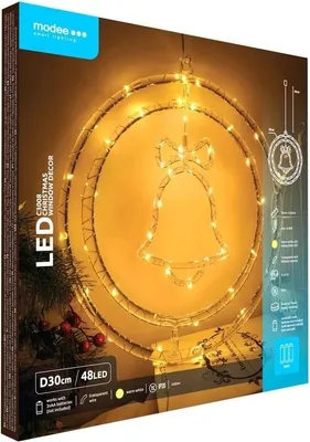 Produktbild von LED-Weihnachtskranzglocke - Ø30cm - 48 LEDs - Warmweiß - Batteriebetrieben