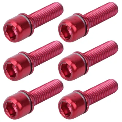 Obrázek produktu pro Sada šroubů M5x18 mm s distanční podložkou, ocelové díly řídítek jízdního kola, červené