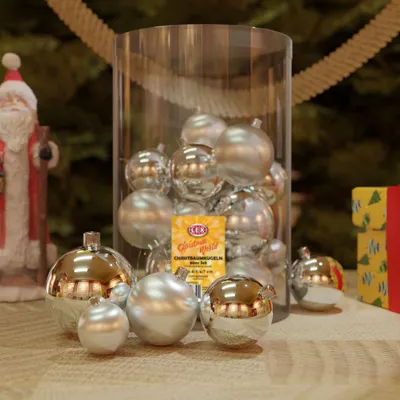 Image de 60 pcs. boules de Noël argentées Ø 4/5/6/7cm