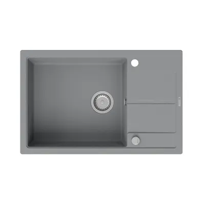 Produktbild von GRANMASTER Horizon Spülbecken Küche - mit 1 Becken - Granitspüle mit Siphon Waschbecken Küche - Einbauspüle Arbeitsplatte Küchenspüle, Titan