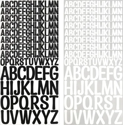 Imagen del producto de Letras autoadhesivas, 832 unidades, 16 hojas, en blanco y , de vinilo, resistentes a la intemperie, para ventanas