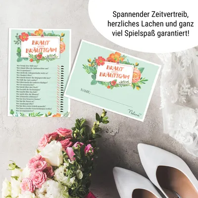 Produktbild von Braut gegen Bräutigam Hochzeitsspiel Fragen übers Brautpaar 50 Stck. DIN A5
