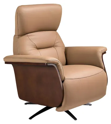 Image de Fauteuil relax pivotant en cuir marron, référence 5198