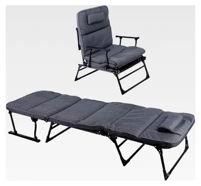 Produktbild von 2-in-1 multifunktionale klappbare Sonnenliege grau - 181 x 59 cm - Gartenliegestuhl mit Polsterauflage - Gartenliegebett Relaxsessel Ruheliege