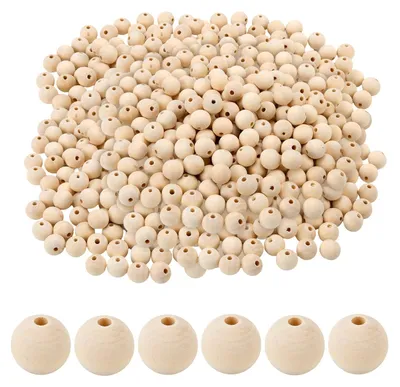 Produktbild von 600 Stück natürliche Holzperlen 12mm für Schmuckherstellung