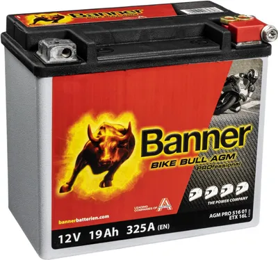 Produktbild von Banner AGM PRO Motorradbatterie 51601 ETX16L 12V 19Ah