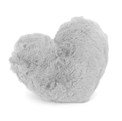 Produktbild von heimtexland ® Fell Dekokissen Plüsch Herz Kuschelkissen XL Flanell Kissen 30x40 Herzkissen Geschenk Typ901 hellgrau