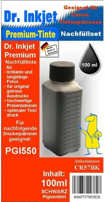 Produktbild von CR57BK - black - Dr.Inkjet Premium Nachfülltinte 100ml für Canon Druckerpatronen für PGI550
