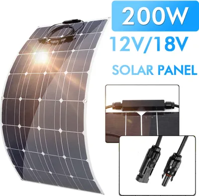 Produktbild von 200W 12V/18V Flexibles Solarpanel Monokristalline Flexible Solarmodul für Batterien Wohnmobile Camper Van Boote Balkon und andere unebene Ober