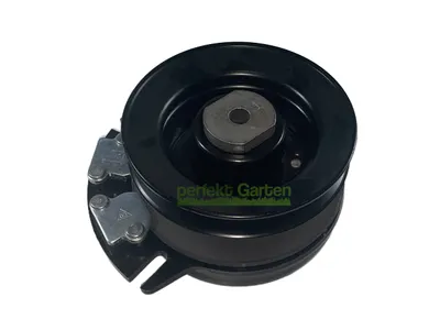 A black electromagnetic clutch for a lawn tractor, shown against a white background.