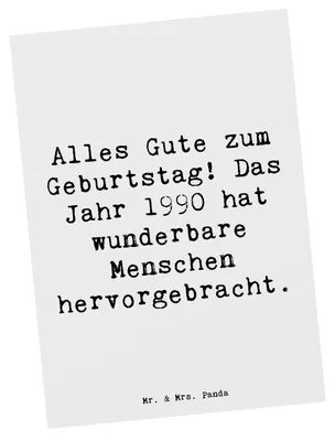Produktbild von Mr. & Mrs. Panda Postkarte Spruch 1990 Geburtstag - Weiß - Geschenk, Glückwunsch, besondere Geburtstagswünsche, Happy Birthday, Geburtstagsdeko, Ansichtskarte, bildkarte