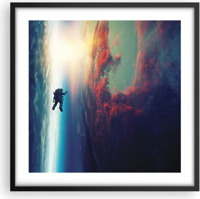Produktbild von Gerahmtes Poster - Schwarzer Rahmen - Kosmos Astronaut Planet - 50x50 cm - Wand Bild - Wanddeko - Wandbilder - Kunstposter - Wandposter - Bilderrahmen - Bilder - Kunstdruck - P2BAC50x50-5049