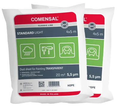 Productafbeelding van COMENSAL® Set, 2 stuks: Verfbeschermfolie, 5,5 µm - Stofbeschermfolie - Afdekkleed