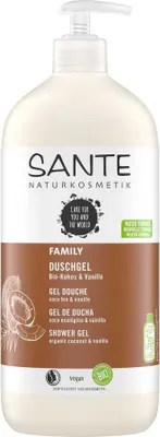 Obrázok produktu pre Sante Naturkosmetik Bio sprchový gél s kokosom a vanilkou 950 ml rodinná veľkosť s dávkovačom s pumpičkou