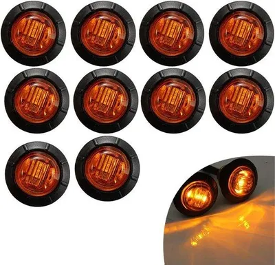 Image de Bandes lumineuses LED 12 V, 3/4 pouces, jaunes, pour camions, remorques, bateaux, lot de 10.