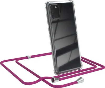 Produktbild von EAZY CASE Handykette kompatibel mit Samsung Galaxy A31, Handyhülle mit Umhängeband, Handykordel, Schutzhülle Clear, Band in Rosa