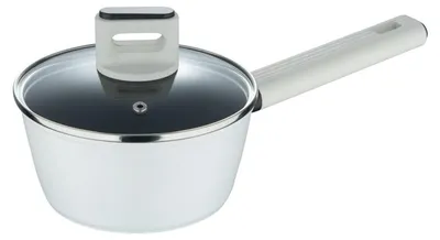 Produktbild von Stielkasserolle mit Deckel LINES 16 cm grau-weiß