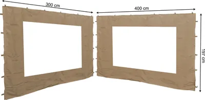 Produktbild von 2 Seitenteile mit PE Fenster  300/400x197cm für Blätter Pavillon 3x4m Seitenwand Sand