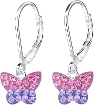 Produktbild von Schmetterling Ohrringe Silber 925 Ohrhänger mit Kristallen
