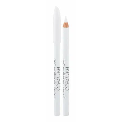 Two white nail whitener pencils are shown against a white background. One pencil is capped, and the other is sharpened.