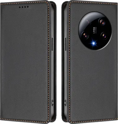 Produktbild von Handyhülle für Xiaomi 13 Ultra, Kunstleder Klapphülle Stoßfeste Magnetische Hülle mit Ständer Schwarz