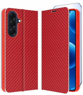 Produktbild von Hülle für Samsung A37 5G | Carbon-Book-Hülle „Tokra Case Classic“ + 9H-Glas