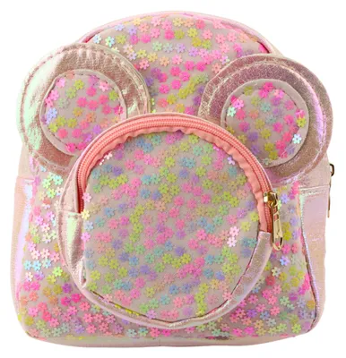 Produktbild von Kinderrucksack mit Pailletten Mausohren Rosa 22cm 3l