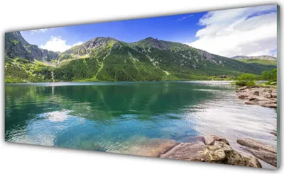 Produktbild von Acrylglasbilder 125x50 Wandbild Druck Gebirge See Landschaft