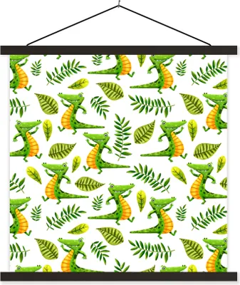 Produktbild von MuchoWow® Textilposter Krokodil - Dschungel - Kinder 60x60 cm mit schwarzem Rahmen - Posteraufhänger