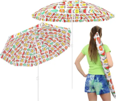 Image de Parasol de plage et de balcon 180 cm – Motif « Mix Fruit » – Protection solaire colorée pour la plage et le jardin