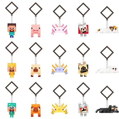 Obrázek produktu pro Minecraft představuje sortiment "Blind Box" přívěsků (24 kusů)