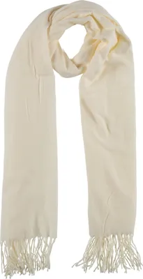 Produktbild von XXL Schal Damen Schultertuch Halstuch Stricktuch mit Fransen Cremeweiß